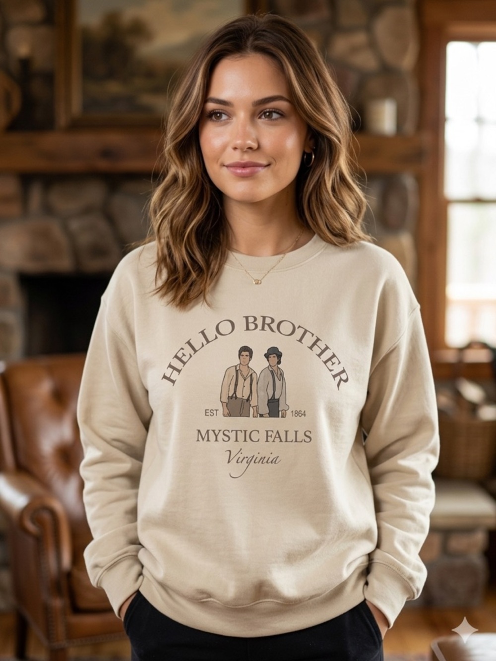 Vampire Diaries 'Hello Brother' Crewneck  Salvatore Brothers sweatshirt S